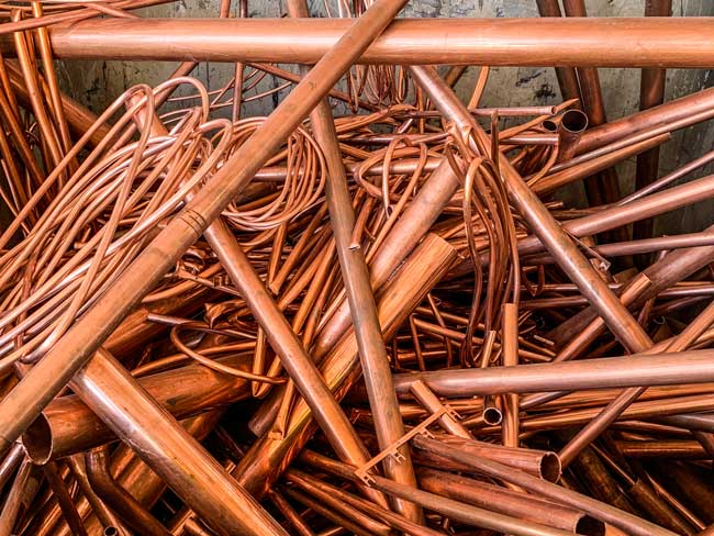 Kupferkabel und Buntmetallschrott, sortiert für die Verwertung | CA Recycling Gernsheim